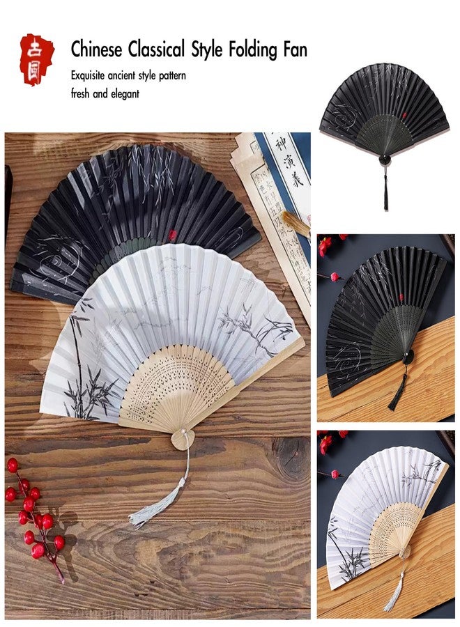 GCFTIFF 2 Pack Folding Hand Fan for Men Women,Foldable Chinese Japanese Vintage Bamboo Fan-for Hot Flash, Church, EDM, Music Festival, Party, Dance, Performance, Decoration, Gift (Gray,Black) - Image 3